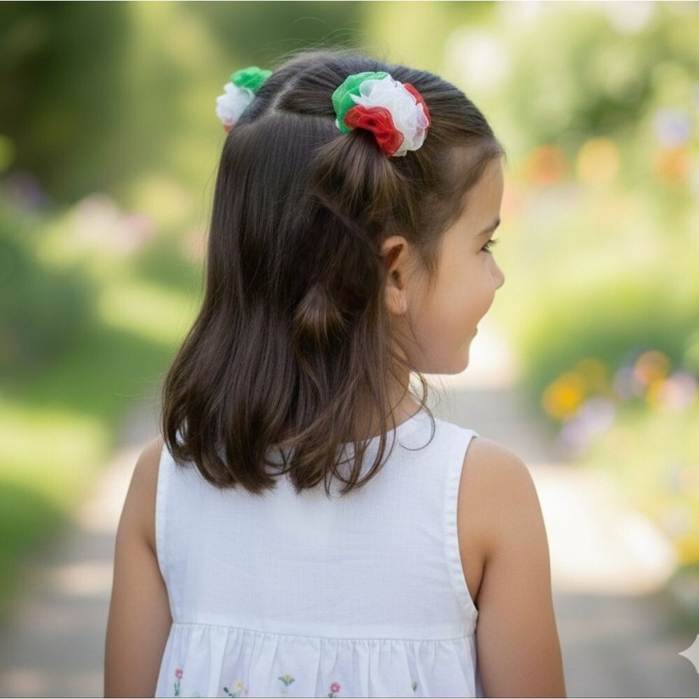 Girls Set Of 2 Red/White/Green Hair Ties- Brand New